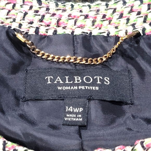 14WP Talbots Tweed Cotton Blend Button Down Blazer Suit Jacket with Fringe Trim - Picture 7 of 7